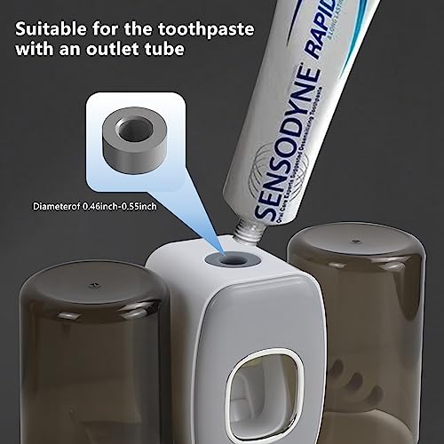 Dispensador automático de pasta de dientes y soporte para cepillos de dientes, soportes para cepillos de dientes para baños, juego de soporte para cepillos de dientes de baño, organizador negro con taza, juego de decoración de ducha montado en la pared