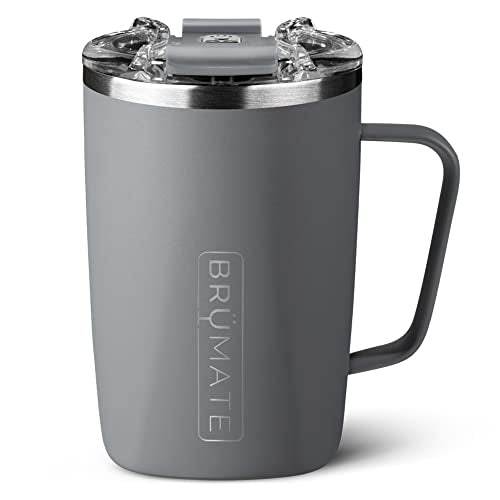 BrüMate Toddy - Taza de café aislada 100% a prueba de fugas con asa y tapa - Taza de viaje de acero inoxidable - Taza de café de doble pared (gris mate)