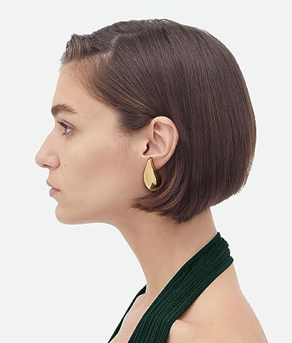 Bottega Earring Dupes 2 pendientes de aro de oro grueso para mujer, ligeros y cómodos, perfectos para fiestas y regalos (oro y plata)