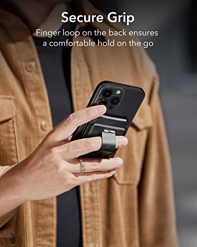 ESR Cartera magnética (HaloLock), soporte tipo cartera Geo para iPhone con funcionalidad completa Find My, rastreador de cartera con soporte ajustable, cartera magnética para iPhone serie 14/13/12, accesorios magnéticos, negro
