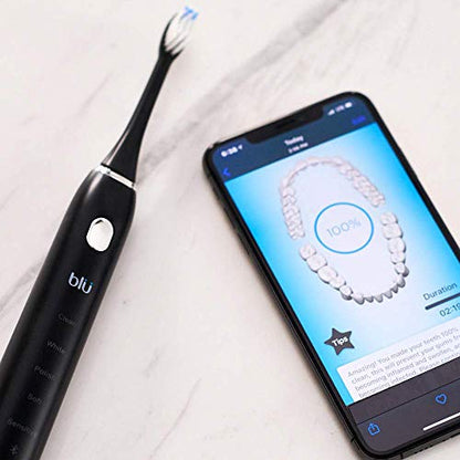 Blu Smart Cepillo de dientes eléctrico, Sonic Power cepillo de dientes con aplicación interactiva de seguimiento en vivo para adultos (negro)