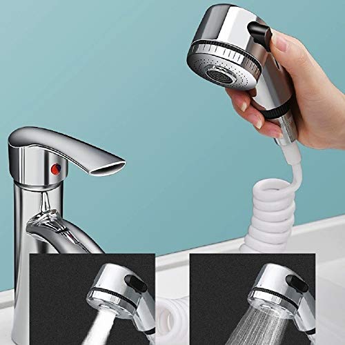 MANYHORSES Hand Shower Sink Hose Sprayer,Shampoo Sink Hose Sprayer Attachment,Faucet Extension Tubes, Chrome, Adjustable Mode,Copper Valve Adapter,No Drilling Support