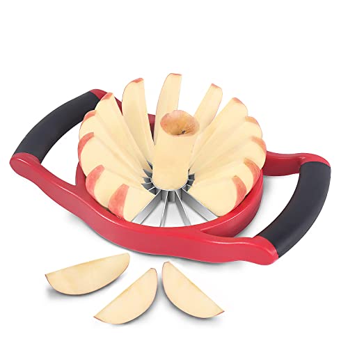 Newness Apple Slicer Corer, 16-Slice [Large Size] Durable Heavy Duty Apple Slicer Corer, Cutter, Divider, Wedger, Integrated Design Fruits & Vegetables Slicer for Apple, Potato, Onion and More, Red