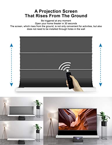 VIVIDSTORM-Projector Screens S PRO 120inch Electric Tension Floor Rising Screen,Motorized Portable self-Rising ALR Movie Theater Office for 4K 8K HD Ultra Short Throw Laser Projector,VWSDSTUST120H-WB