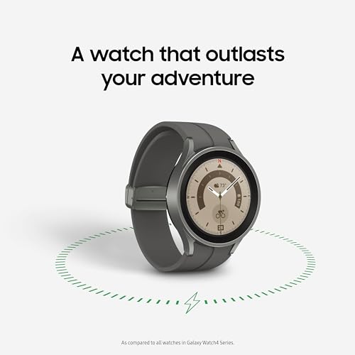 SAMSUNG Galaxy Watch 5 Pro 45mm Reloj Inteligente Bluetooth, Cuerpo, Salud, Fitness, Sueño, Rastreador de Ritmo Cardíaco, Batería Mejorada, Cristal de Zafiro, Seguimiento de Ruta GPS, Marco de Titanio, Versión EE. UU., Negro