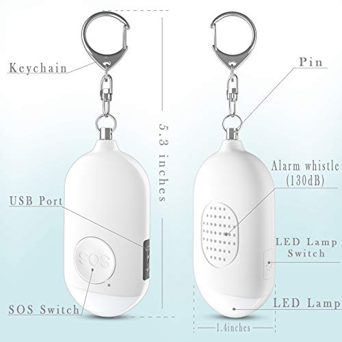 Kimfly Safesound Alarma personal Sirena Canción 1 paquete – Llavero de alarma de autodefensa de 130 dB con linterna LED de emergencia – Dispositivos de protección personal de seguridad para mujeres, niñas, niños y ancianos