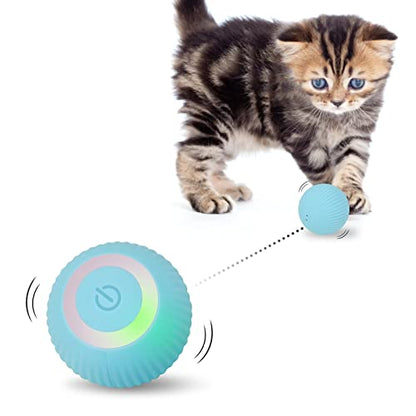 PAKESI Pelota interactiva para juguetes para gatos, bola giratoria automática de 360° con USB recargable para mascotas, pelota de juguete para gatitos y perros
