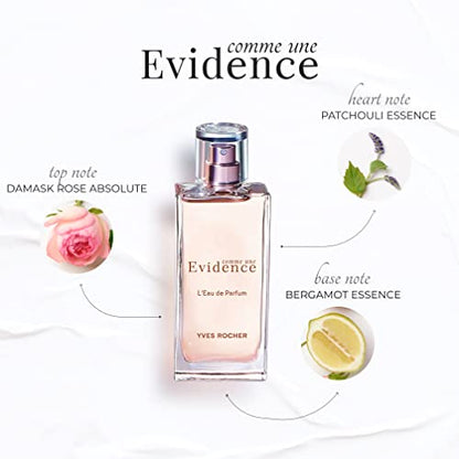 Yves Rocher Comme Une Evidence Eau de Parfum | Spray de perfume francés para mujer | 1,6 onzas líquidas