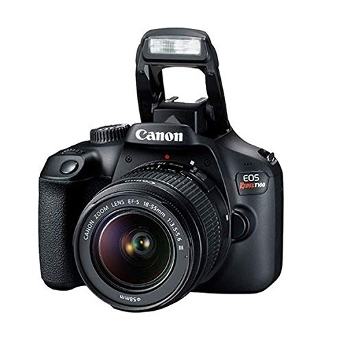 Cámara DSLR Canon EOS Rebel T100 (EOS 4000D) con lente de zoom EF-S 0.709-2.165 in F/3.5-5.6 + tarjeta de memoria de 64 GB, estuche, parasol, Grip-Pod, filtro Paquete de fotografía profesional (renovado)
