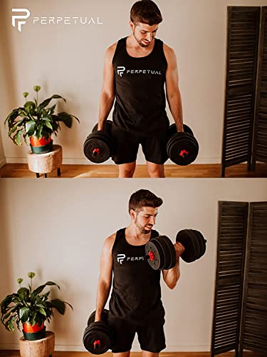 PERPETUAL Juego de mancuernas con barra con biela 10 kg/22 lb - Mancuernas ajustables, juego de entrenamiento para hombres y mujeres. Entrenamiento corporal Gimnasio en casa (10 kg/22 lb)