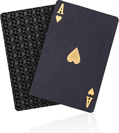 ACELION Naipes impermeables, naipes de plástico, baraja de cartas, tarjetas de póquer de regalo (cartas de diamante negro)