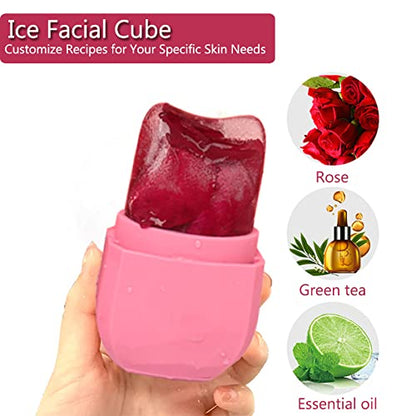 Ice Roller for Face and Eye ,Upgrated Diamond Ice Face Roller,Facial Beauty Ice Roller Skin Care Tools, Ice Facial Cube, Gua Sha Face Massage, Silicone Ice Mold for Face Beauty (Red)