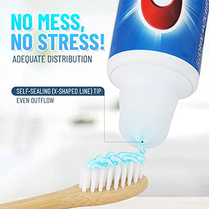Tapa de pasta de dientes con cierre automático, paquete de 3 - Tapa de silicona que ahorra pasta de dientes sin ensuciar con punta autosellante - Diseño elegante transparente, se adapta a cualquier tubo de pasta de dientes