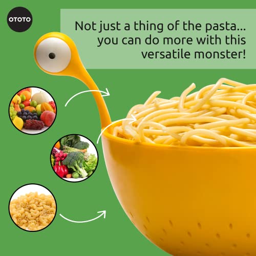 OTOTO Spaghetti Monster - BPA-Free Plastic Strainer for Draining Pasta, Rice, Vegetables and Fruits - 19 x 21 cm Pasta Drainer - Dishwasher Safe
