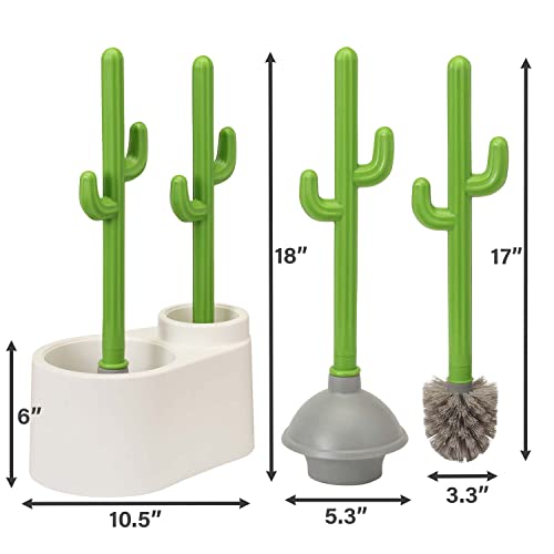 ALLOBUB Cactus Juego de cepillo y desatascador de inodoro para limpieza de baños - 1 juego