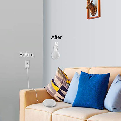 Caremoo Google Home Mini Soporte de pared para montaje en pared, diseño que ahorra espacio, soporte de salida de CA, gestión perfecta de cables para Google Home Mini Voice Assistant (blanco, paquete de 3)