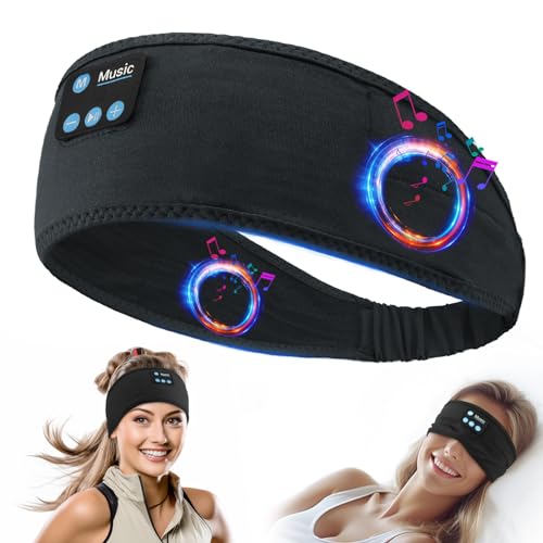 Yontune - Auriculares inalámbricos con Bluetooth para dormir, diadema deportiva con ruido blanco y altavoces HD ultrafinos para dormir, entrenamiento, insomnio, meditación, grandes regalos tecnológicos (negro)