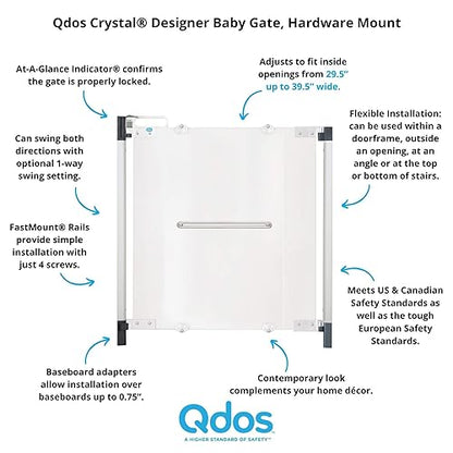 PRODUCTO 136 Puerta de seguridad para bebés Qdos Crystal Designer - Cumple con los estándares europeos más estrictos - Diseño moderno y seguridad incomparable - Belleza y seguridad juntas por fin - Instalación sencilla | Montaje de hardware