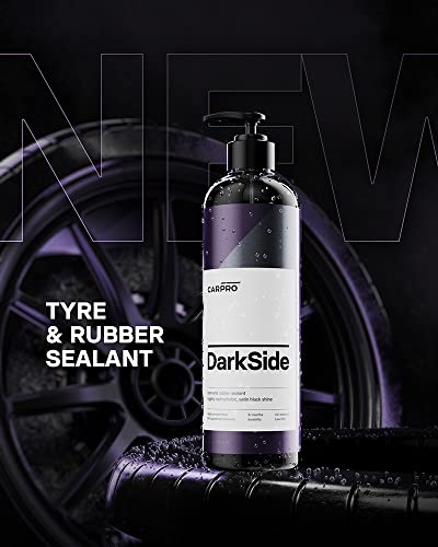 CARPRO Darkside - Sellador de neumáticos y caucho, hidrofóbico y autolimpiante, brillo negro satinado, protección UV, revive el caucho descolorido y opaco, listo para usar - 500 ml (17 oz)