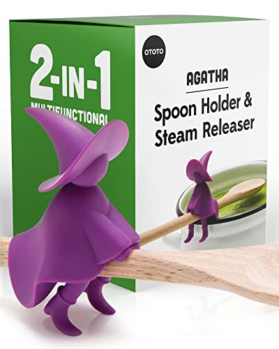 OTOTO Agatha Spoon Holder for Stove Top - Witchy Gifts for Homecooks - Spatula Holder and Cooking Spoon Rest for Stove Top and Kitchen Counter - Heat-Resistant, BPA-Free Fun Cooking Gadgets