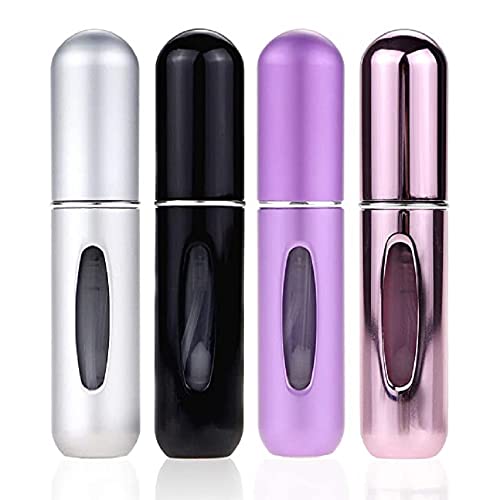 Portable Mini Refillable Perfume Atomizer Bottle Spray, Scent Pump Case for Travel 4 Pcs Pack of 5ml