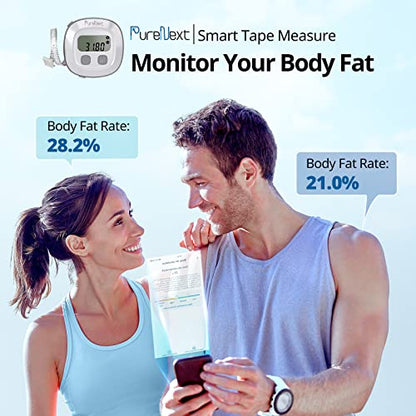 Cinta métrica para el cuerpo, cinta métrica corporal inteligente Purenext con pantalla LED, cinta métrica corporal retráctil digital para fitness, ganancia muscular, culturismo, pérdida de peso