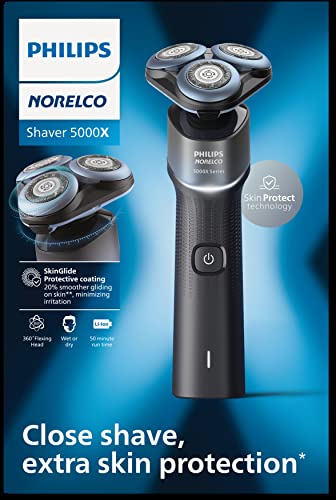 Philips Norelco Exclusive Shaver 5000X, afeitadora recargable en seco y húmedo con recortador de precisión y bolsa de almacenamiento, X5006/85