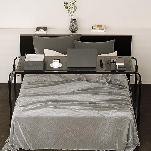 Elevon Escritorio sobre cama King Queen con ruedas para ordenador portátil, color negro