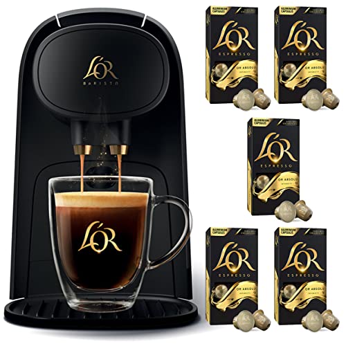 L'OR Barista System Coffee and Espresso Machine with 50 Or Absolu Espresso Pods