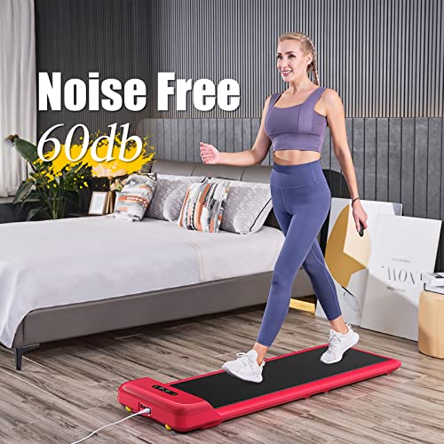 Walkingpad Under Desk Treadmill, Red Walking Pad Treadmill with Footstep Induction Speed Control, Untra Slim Smart Foldable Walking Treadmill Running Jogging Exercise Machine for Home Office C2 S1