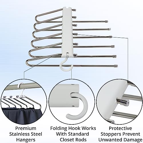 Hungers Space Saving for Hanger Pants Organizer -Multifunctional Organizers and Storage - Non Slip Pants Hanger - Pants Hanger Closet Storage - Organizer Rack for Scarf Jeans and Trouser.