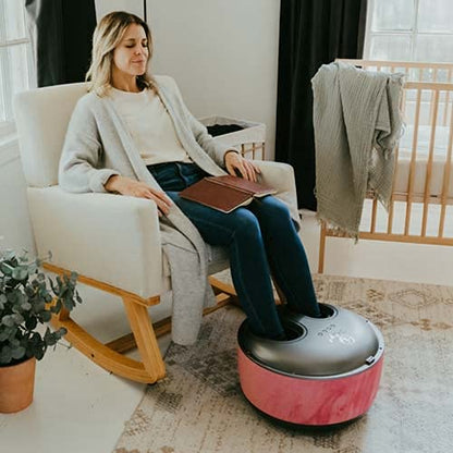 iReliev The Ottoman Foot Massager Functional Furniture Increases Blood Flow Circulation, Deep Kneading, with Heat Therapy (Pink)