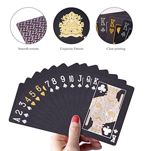 ACELION Naipes impermeables, naipes de plástico, baraja de cartas, tarjetas de póquer de regalo (cartas de diamante negro)