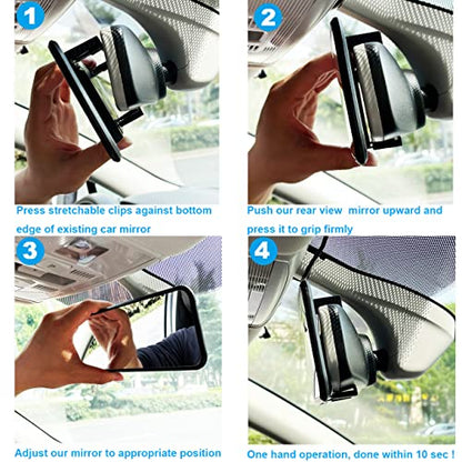 Espejo retrovisor Kitbest, espejo retrovisor panorámico con clip interior universal para reducir el punto ciego de manera efectiva - Gran angular - Convexo - Para automóviles, SUV, camiones