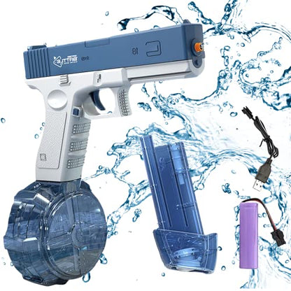 JoyPlanet Pistolas de agua eléctricas, pistolas de agua automáticas con 35 pies de largo alcance, juguetes de alta presión para verano, piscina, fiesta, playa, regalos al aire libre para adultos, niños y niñas (rosa)