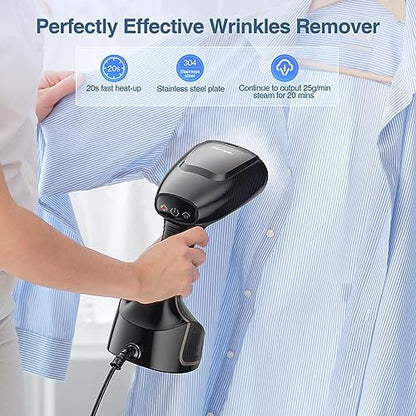 Sundu Steamer for Clothes, 1400W Handheld Garment Steamer, Portable Fabric Wrinkles Remover with Fast Heat-up, Auto-Off, 260ml Water Tank, Fabric Brush, Clothing Steamer Iron for Home
