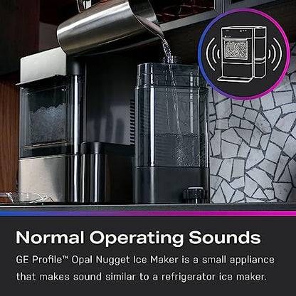 Perfil GE Ópalo 2.0 | Máquina de hielo Nugget para encimera con tanque lateral | Máquina de Hielo con Conectividad WiFi | Elementos esenciales de cocina para el hogar inteligente | Negro inoxidable