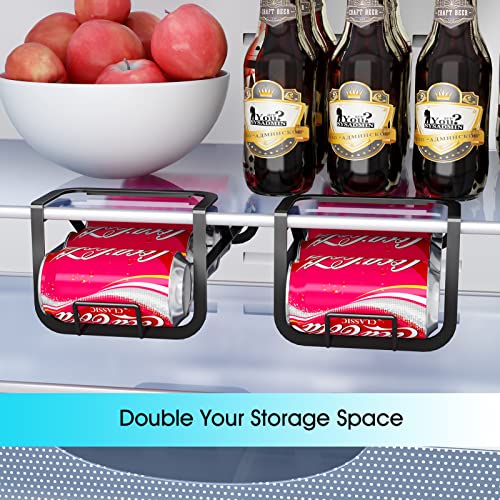 PXRACK 2-Pack Soda Can Beverage Dispenser Rack, Can Storage Organizer Holder for Refrigerator- Dispenser 5 Standard Size 12oz Soda Cans or Canned food, Rust-Proof Stainless Steel, Black