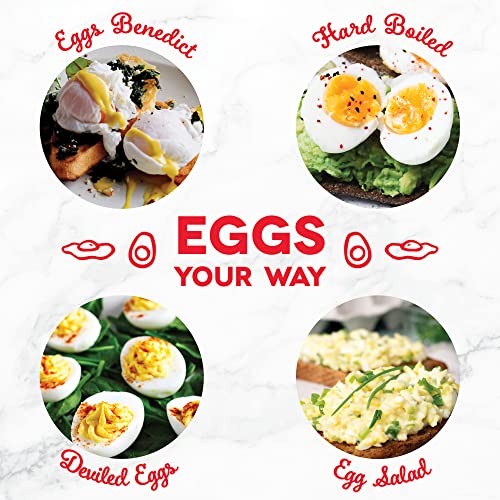 Cocedor de huevos rápido DASH: Cocedor de huevos eléctrico con capacidad para 6 huevos para huevos duros, huevos escalfados, huevos revueltos u tortillas con función de apagado automático - Aqua, 5,5 pulgadas (DEC005AQ)