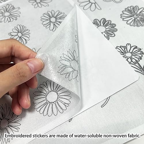 36 estabilizadores solubles en agua preimpresos para bordado, palo de margarita y papel de bordado de puntada, estabilizadores de bordado con patrones de flores, papel para coser (Set-C)