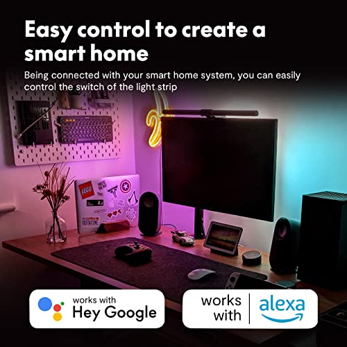 FLEXISPOT Luces de neón con sincronización de música, luces de cuerda funcionan con Alexa, Asistente de Google, tiras de luces LED inteligentes para dormitorio, sala de estar, decoración del hogar (10 pies)