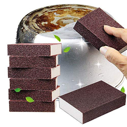 Qovydx 10 esponjas de carborundo nanoesponjas de esmeril, cepillo para limpiar ollas, borrador de óxido, estropajos de grano, almohadillas de limpieza para ollas con carborundo para una limpieza rápida