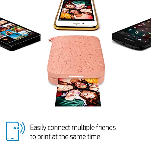 Impresora fotográfica instantánea en color portátil HP Sprocket de 2x3" (Blush) Imprima imágenes en papel adhesivo Zink desde su dispositivo iOS y Android.
