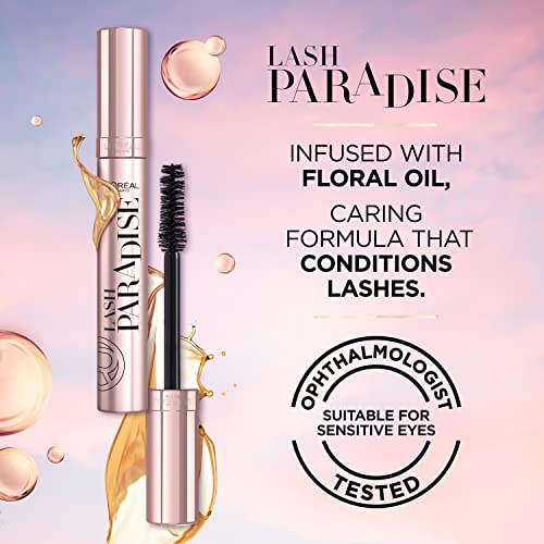 L’Oréal Paris Voluminous Makeup Lash Paradise Mascara, Voluptuous Volume, Intense Length, Feathery Soft Full Lashes, No Flaking, No Smudging, No Clumping, Blackest Black, 1 Count, Packaging May Vary
