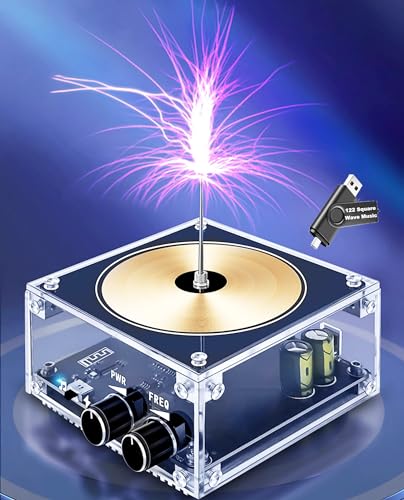 10 Cm Estado Sólido Bluetooth Musical Bobina Tesla Relámpago Artificial Tocable Spark Gap Generador de Arco Juguete de Escritorio Arco Plasma Energía Eléctrica Transmisión Inalámbrica Ciencia Enseñanza Experimento Modelo