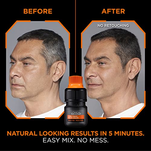 L’Oreal Paris Men Expert One Twist Mess Free Permanent Hair Color, Mens Hair Dye to Cover Grays, Easy Mix Ammonia Free Application, Medium Brown 04, 1 Application
