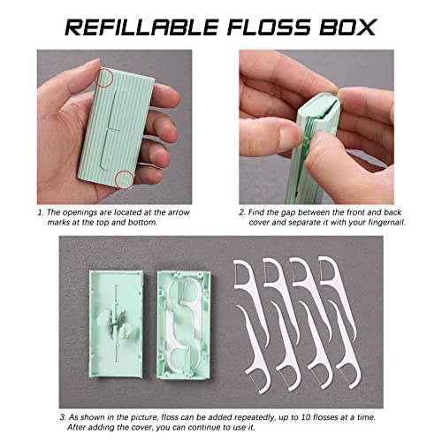 TWOGEMY Dental Floss, 2 Pack 10 Count and 50 PCS/Box, Total Package of 70 Picks Adult Floss in Set Meal. The Perfect Portable Flossing Travel Set for Cleaning Teeth and Oral Care.(White 2+1)