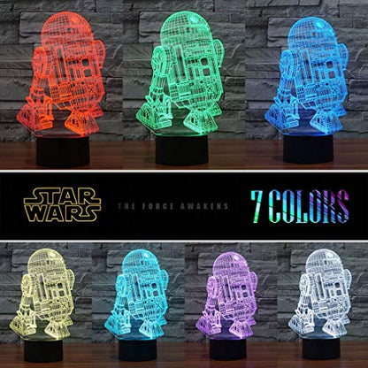 Manco 3 Patrón 16 Colores 3D Star Wars Luz Nocturna Star Wars Lámpara 3D Regalos de Cumpleaños para Fanáticos de Star Wars