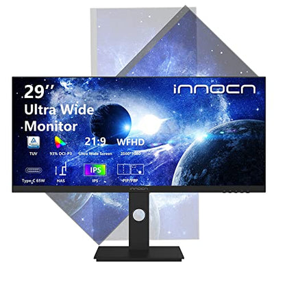 INNOCN 29C1F-D Monitor ultraancho de 29" USB tipo C 21:9 Pantalla IPS WFHD 2560 x 1080P 350Nits 99% sRGB DP HDMI Monitor de computadora, 75 Hz, pantalla dividida, altura/pivote ajustable, montaje en pared