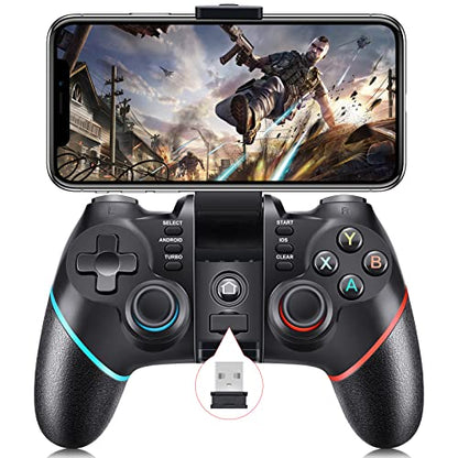 Controlador de juego móvil Vbepos, Gamepad inalámbrico actualizado 2,4G y Bluetooth para iPhone/Android/PC Windows/PS4/PS3/Smart TV